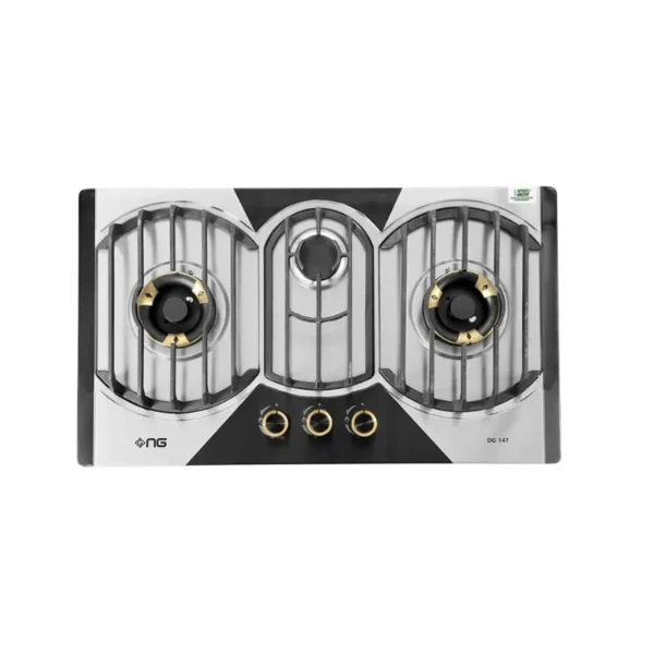 Nasgas Kitchen Hob 3 Burners Steel Top DG 147 BK