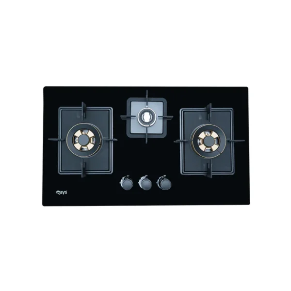 Rays 3 Burners Glass Top Gas Kitchen Hob 7805GC