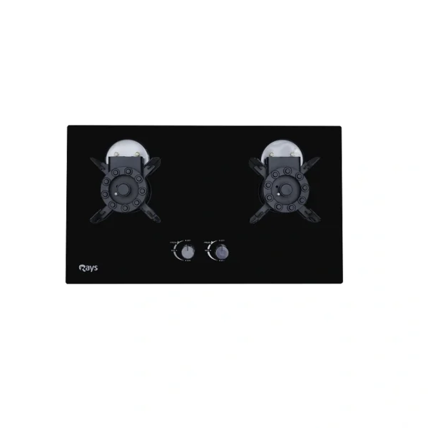 Rays 2 Burners Glass Top Gas Kitchen Hob H&H 7512 G1