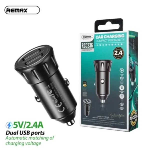 Remax Vanguard Series 2 USB 2.4A Fast Car Charger MOQ-92 (RCC-236)